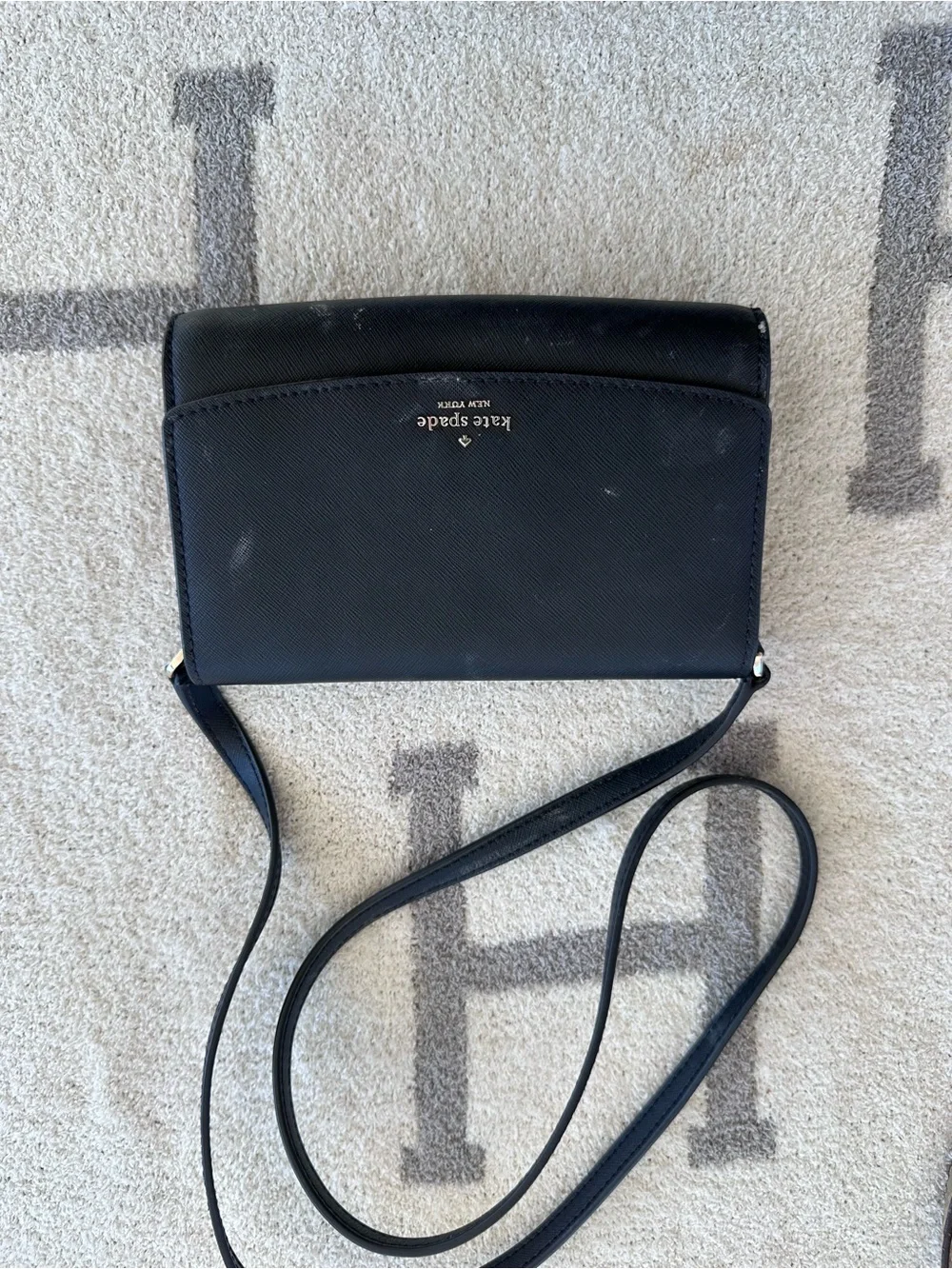 kate spade New York Black Crossbody Wallet with wear